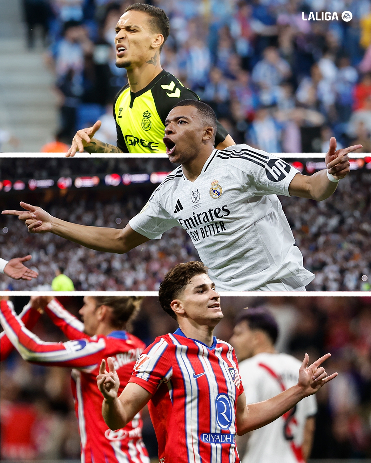 西甲官推曬安東尼&姆巴佩&小蜘蛛海報：誰是本賽季西甲最佳新援？