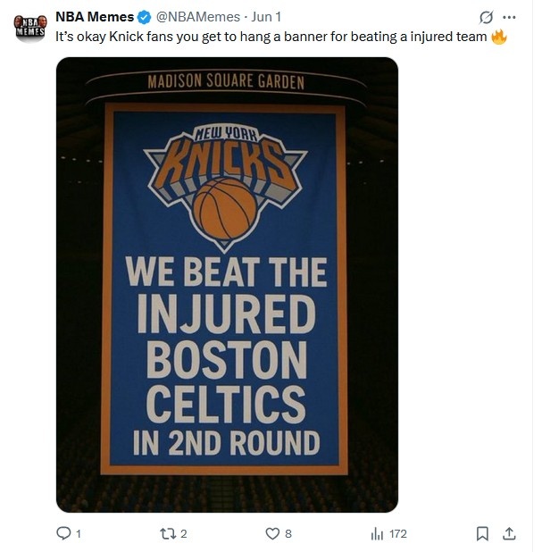 ??????美媒曬尼克斯PS圖：你們擊敗了帶傷的綠軍 可掛旗幟