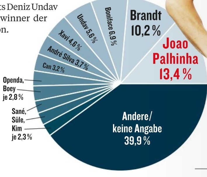 踢球者票選本賽季德甲最失敗球員：帕利尼亞居首，布蘭特次席