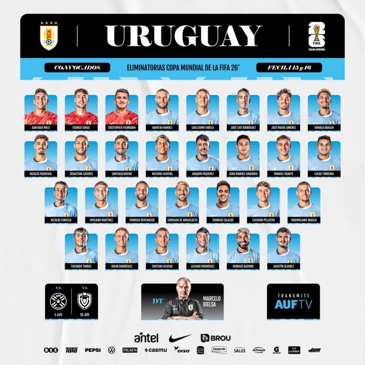 烏拉圭世預(yù)賽名單：烏加特、本坦庫爾在列，巴爾韋德、努涅斯缺席