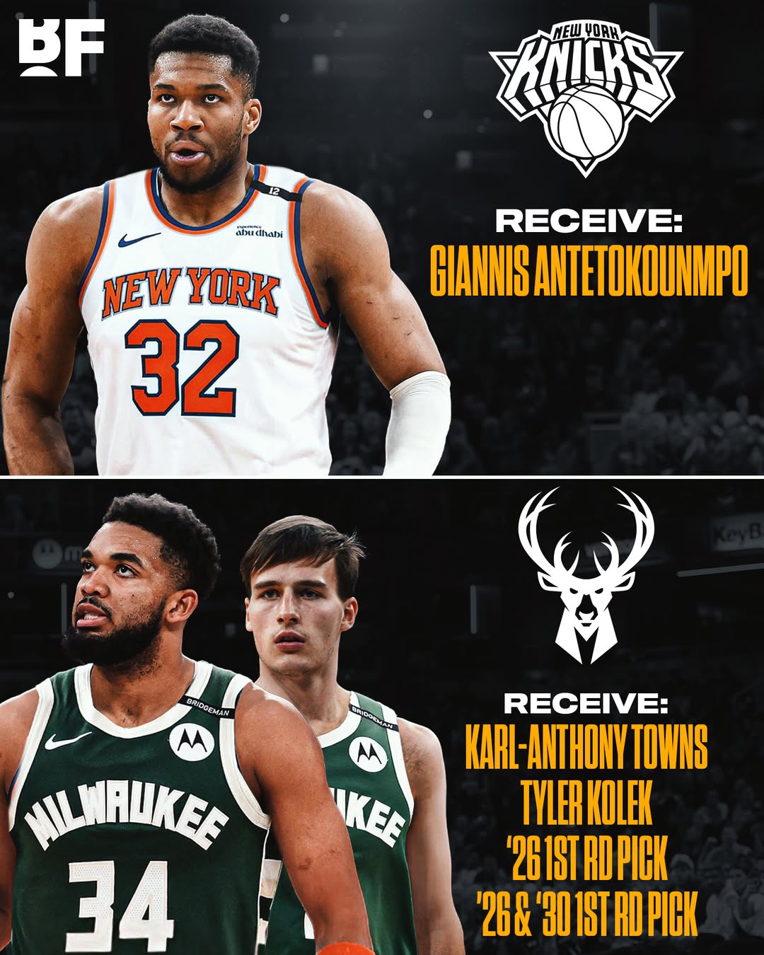 有搞頭嗎??雅虎交易模擬：尼克斯送出唐斯+3首輪等得到字母哥