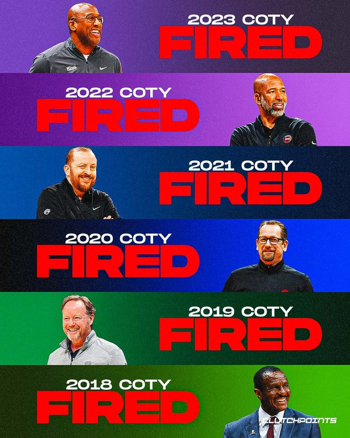 高危行業(yè)?2018-2023年連續(xù)六年的年度最佳教練都被炒了