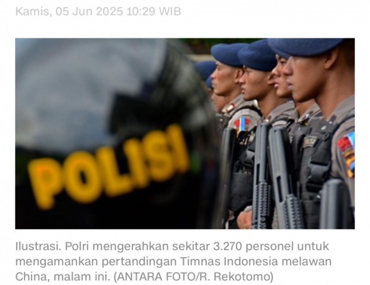 高度重視！印尼媒體：印尼部署3270名警力確保今晚中印之戰(zhàn)安全