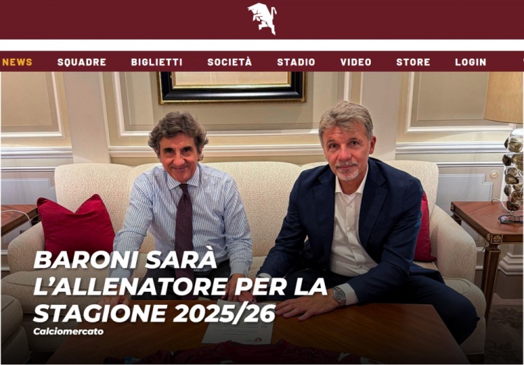 都靈官方：前拉齊奧主帥巴羅尼成為球隊新帥，簽約2年