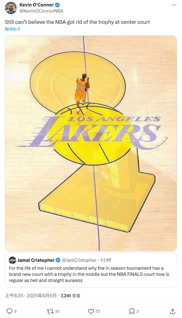 美記質(zhì)疑：錦標(biāo)賽球場(chǎng)地板上都有獎(jiǎng)杯 總決賽地板卻如此普通