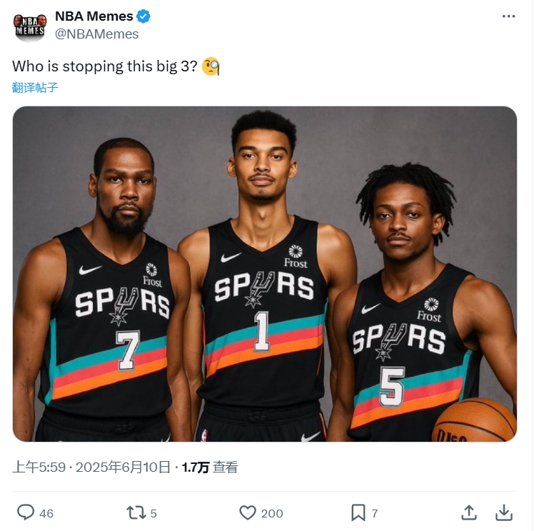 ??美媒暢想：誰能阻擋杜蘭特+文班+?？怂沟娜揞^？！