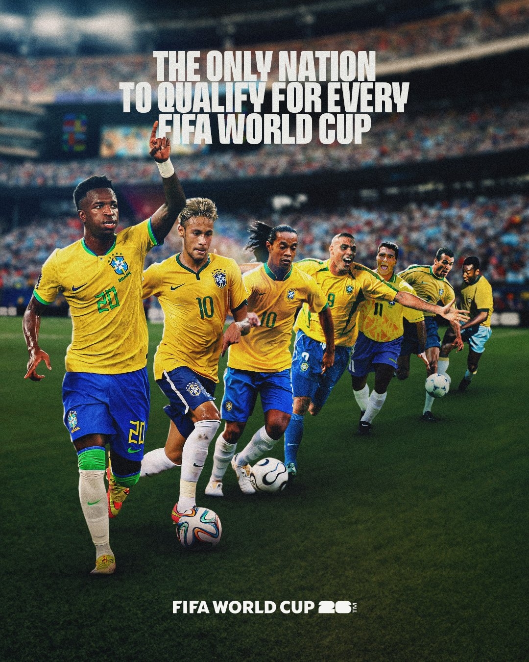 23屆世界杯唯一全勤！五星巴西100%晉級(jí)世界杯，全世界唯一一支
