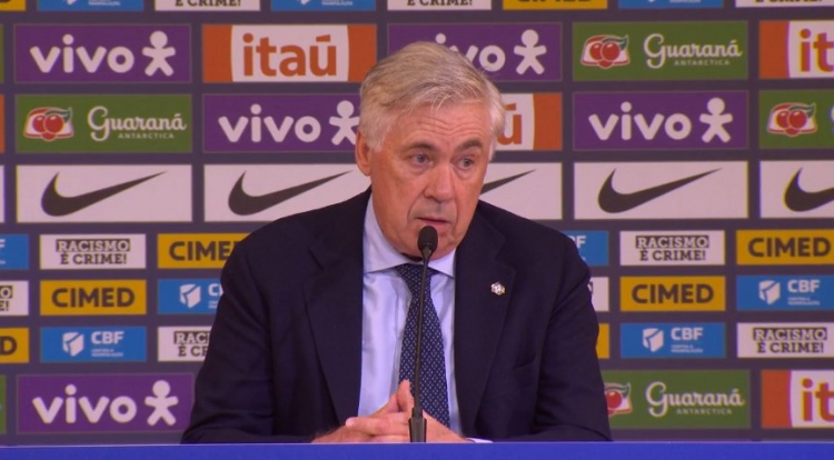 取執(zhí)教巴西首勝！安切洛蒂：不丟球很重要，因?yàn)槲沂且獯罄? 
                                         class=