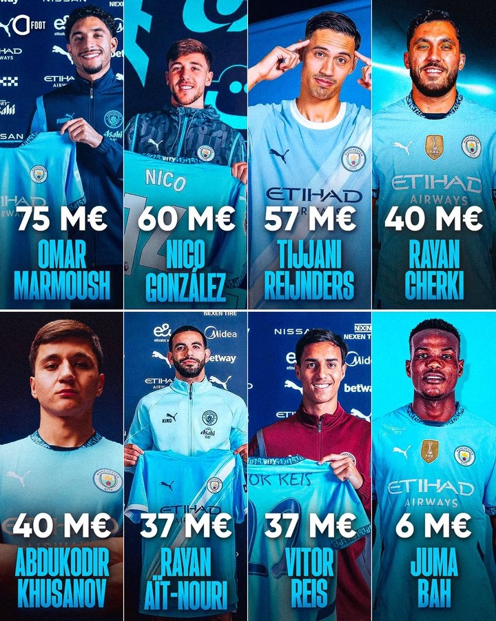太壕了！今年還沒過一半，曼城兩個轉(zhuǎn)會窗已經(jīng)3.75億歐砸進去了
