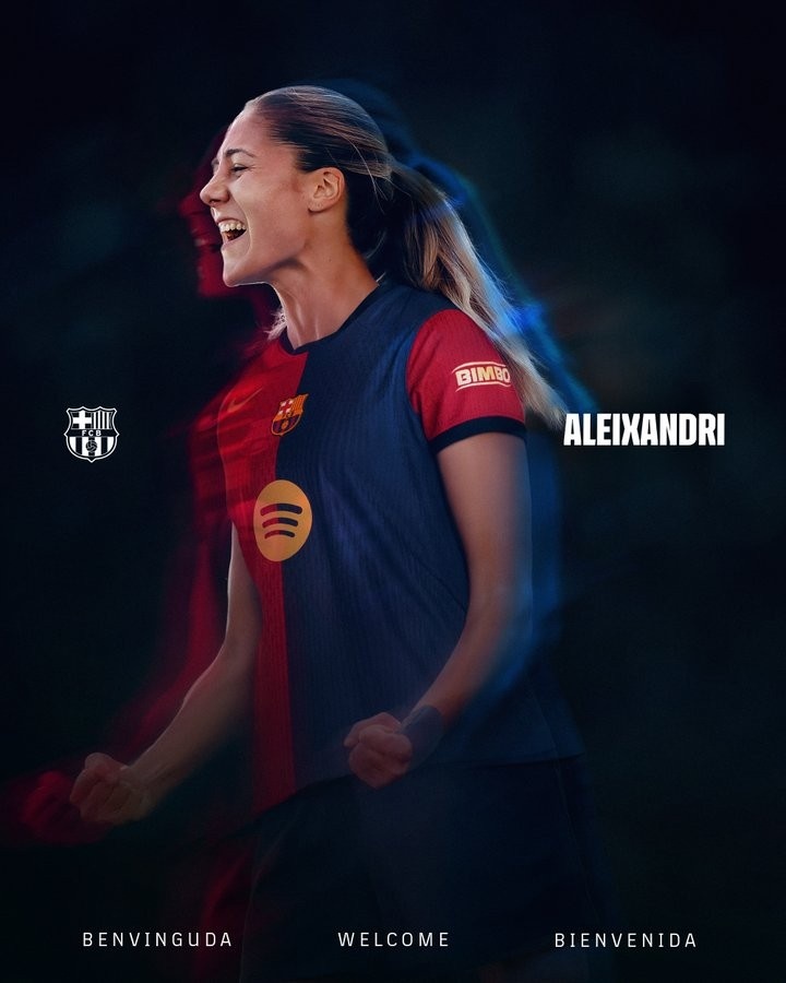 官方：巴薩女足簽下24歲后衛(wèi)亞歷克西婭德里，雙方簽約四年