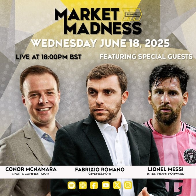 GiveMeSport：梅西和羅馬諾將作客播客節(jié)目，談世俱杯和轉(zhuǎn)會(huì)市場(chǎng)