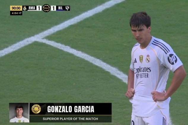 打進(jìn)皇馬阿隆索時(shí)代首球！21歲貢薩洛當(dāng)選全場(chǎng)最佳球員