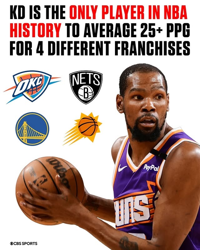 能延續(xù)嗎？杜蘭特在此前四支球隊(duì)全部場均得分25+ 歷史唯一