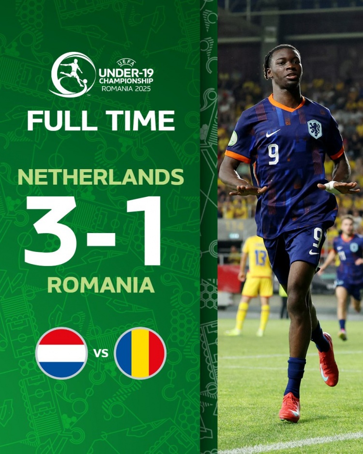 荷蘭3-1擊敗羅馬尼亞晉級(jí)U19歐青賽決賽，將戰(zhàn)西班牙