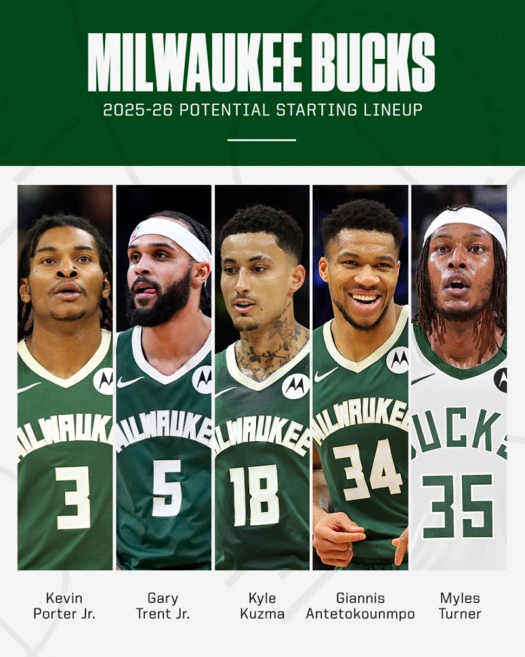 戰(zhàn)力如何??雄鹿?jié)撛谑装l(fā)：字母哥+特納+庫茲馬+小波特+小特倫特