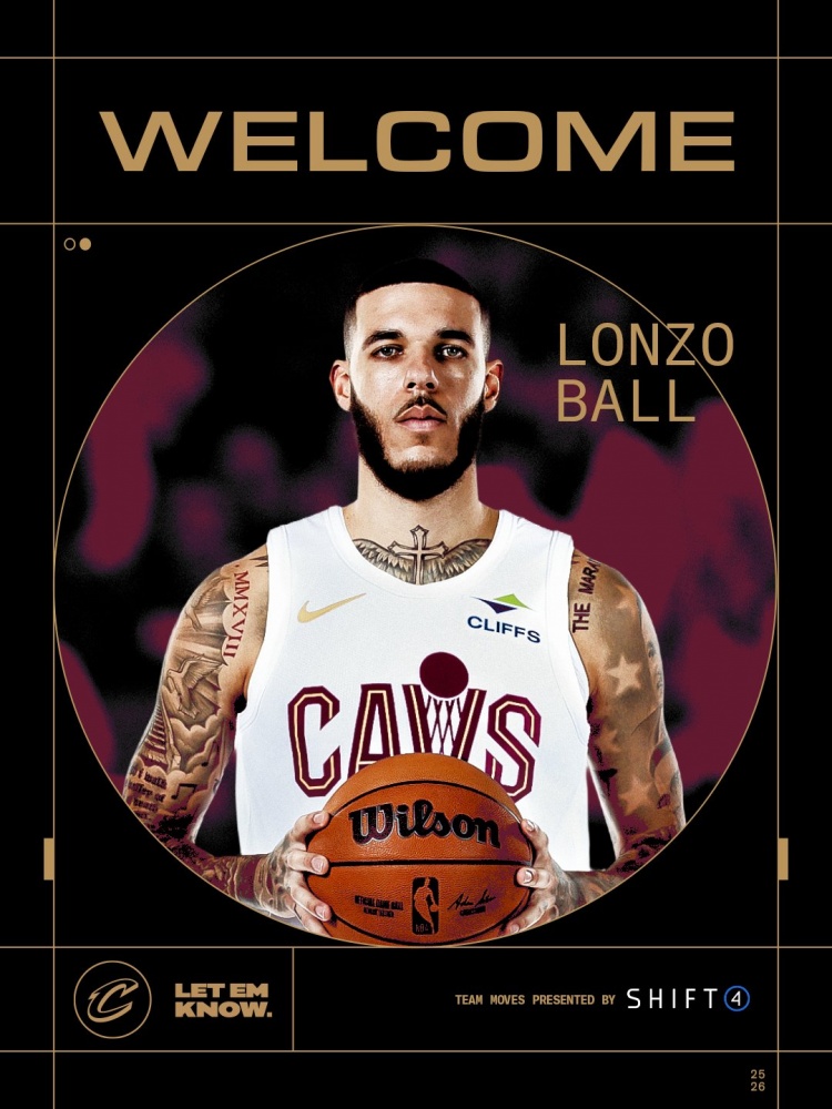 歡迎球哥??騎士官方宣布：朗佐-鮑爾正式加盟球隊