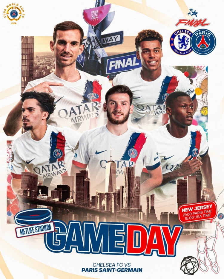 巴黎為世俱杯決賽發(fā)布海報：K77占據(jù)C位，杜埃、門德斯等四將在列