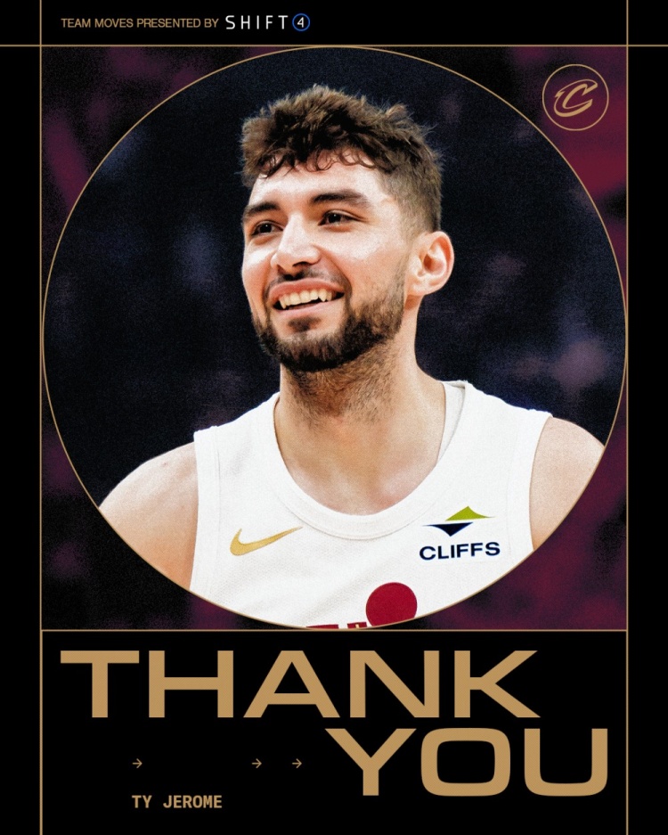 騎士官方曬海報(bào)致敬泰-杰羅姆：非常感謝你為球隊(duì)的付出和影響