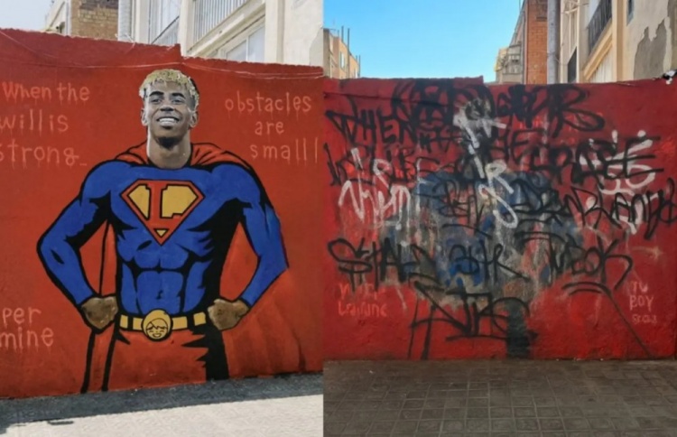 馬卡：街頭藝術(shù)家為慶祝亞馬爾18歲生日繪制壁畫，此后被嚴(yán)重破壞