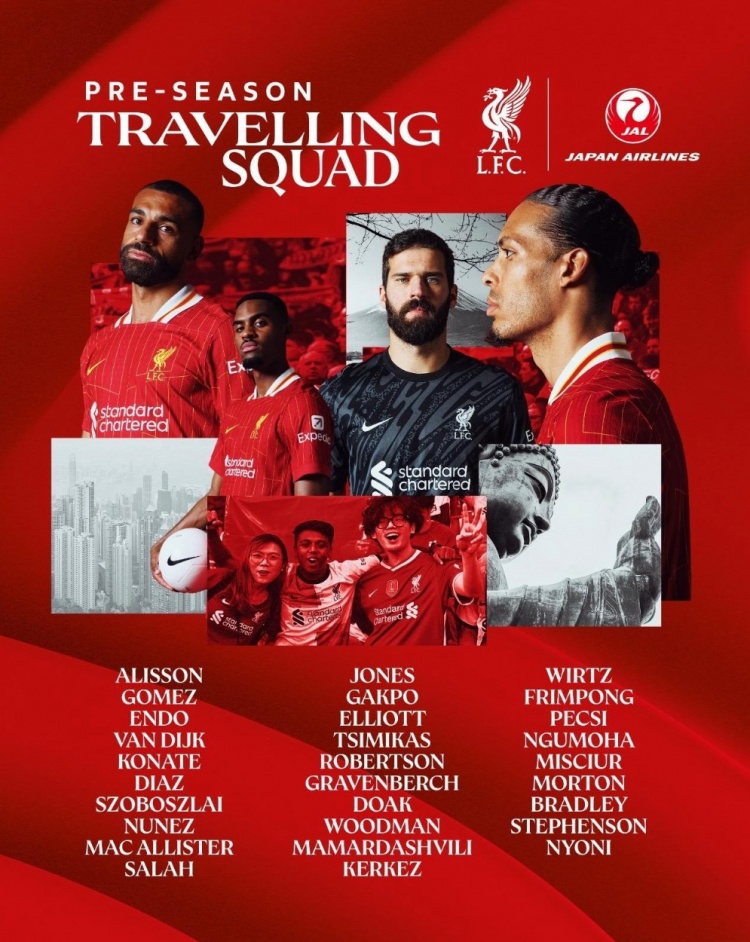 利物浦亞洲季前賽名單：薩拉赫、范迪克領(lǐng)銜，維爾茨等新援在列