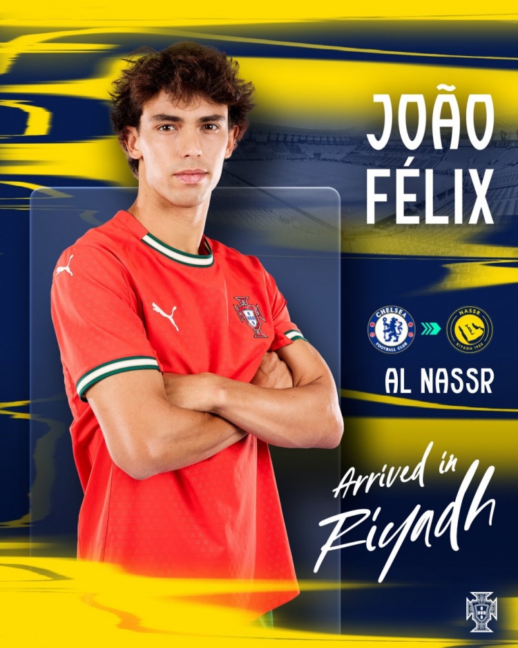 葡萄牙國家隊曬轉(zhuǎn)會海報：從倫敦到利雅得，祝菲利克斯好運(yùn)！