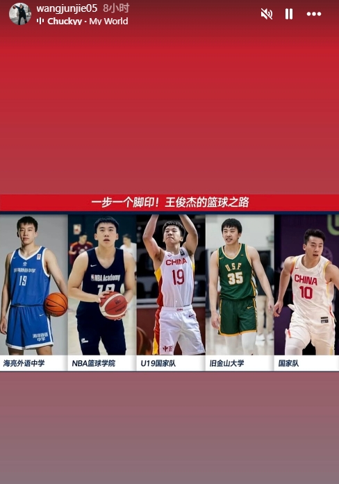 下一步會是？王俊杰曬自己的籃球路：從海亮外語中學到國家隊首發(fā)