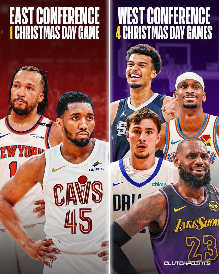 美媒談圣誕大戰(zhàn)球隊(duì)西部8比2東部：或許這是NBA對聯(lián)盟格局的看法