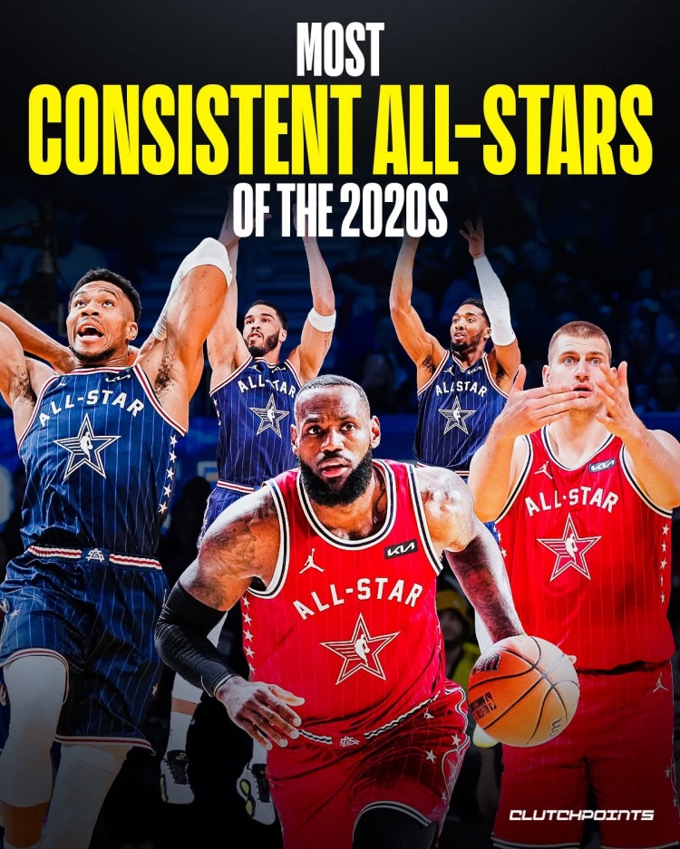 2020年以來僅5人6次進(jìn)全明星：老詹、約基奇、字母、塔圖姆、米球