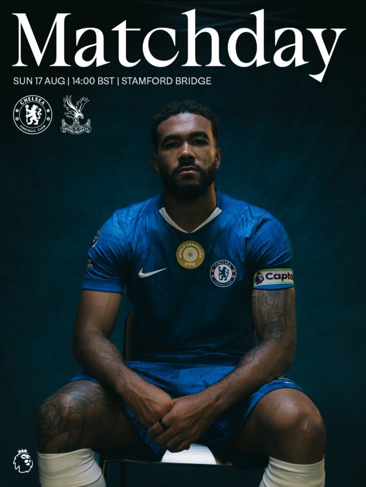 切爾西發(fā)布對陣水晶宮海報：隊(duì)長里斯-詹姆斯單人出鏡