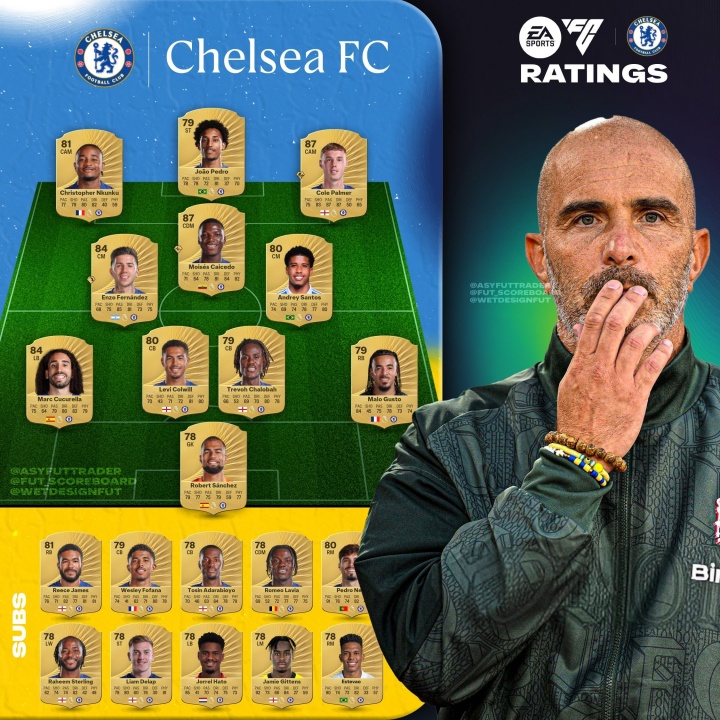 9人80+！FC26切爾西評(píng)分：帕爾默+凱塞多87并列第1，恩佐庫(kù)庫(kù)84分