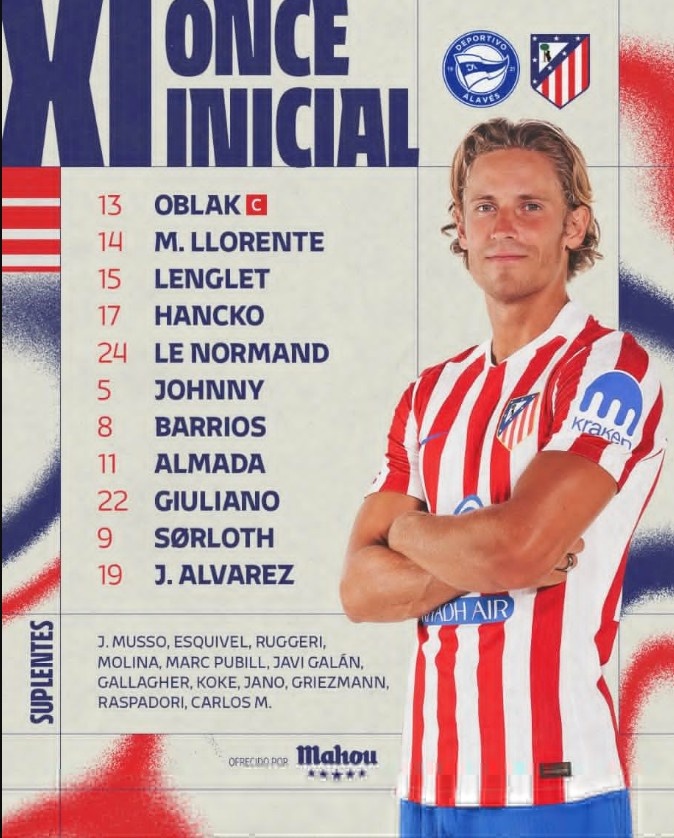 馬競客戰(zhàn)阿拉維斯首發(fā)：小蜘蛛領(lǐng)銜，新援阿爾馬達、漢茨科在列