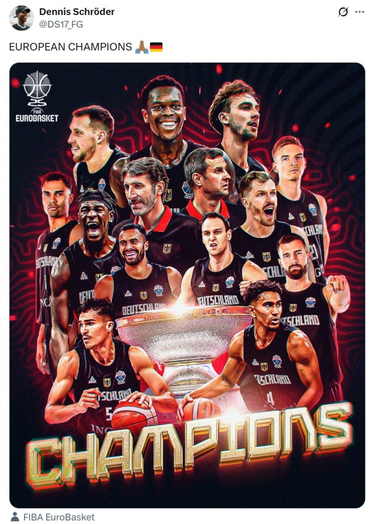 連續(xù)在世界大賽奪金！施羅德曬照：歐洲冠軍????！