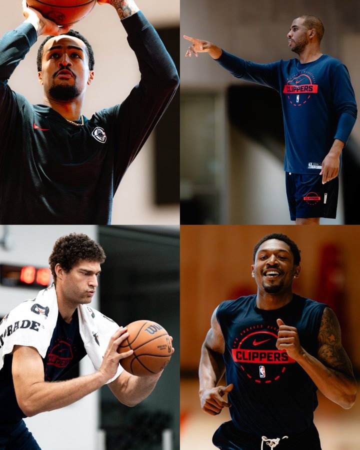 沖！快船曬訓練照：新援保羅比爾大洛科林斯悉數(shù)亮相 哈登在列