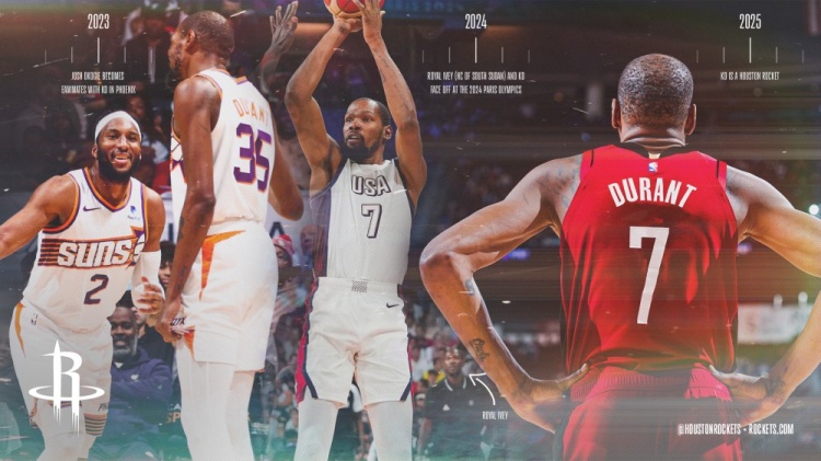 像回家一樣！火箭官方曬圖：球隊新援杜蘭特和他的老熟人們