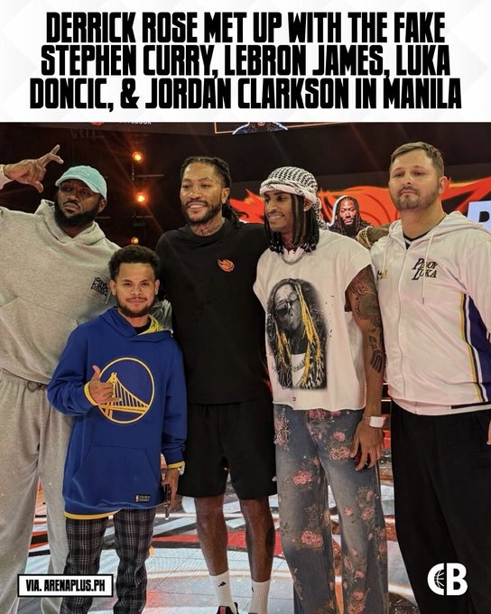 像不像？羅斯合影眾多“冒牌”球星：老詹&庫里&克拉克森&東契奇