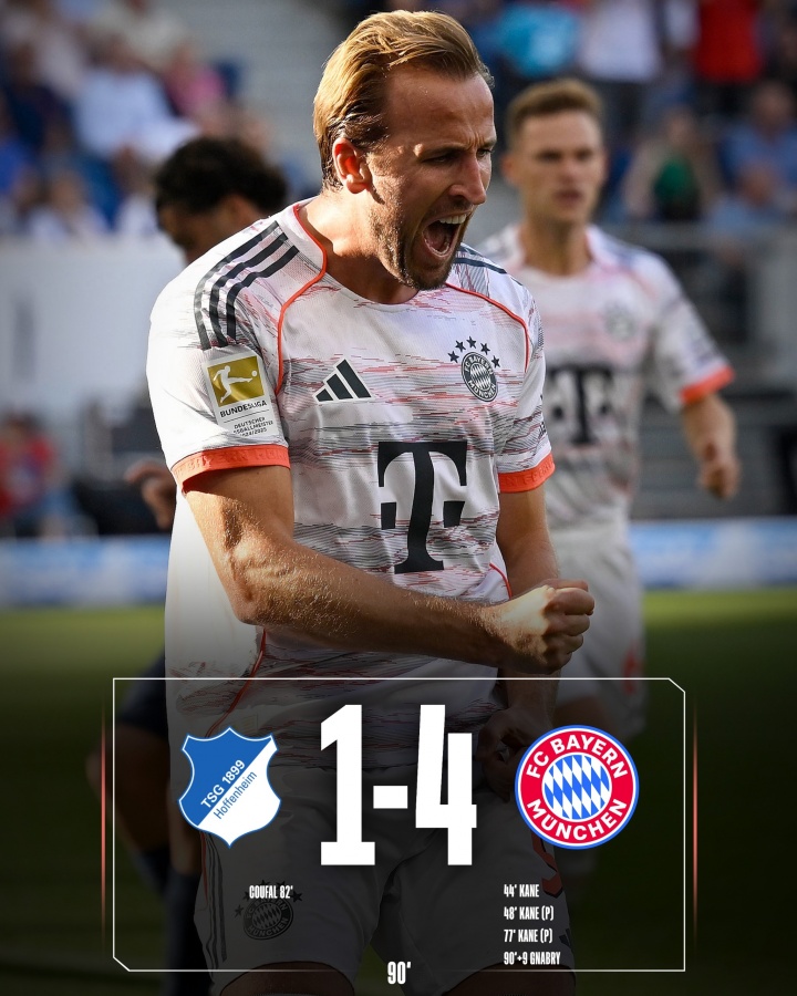 太殘暴！拜仁德甲4場全勝轟18球，凱恩單人8球32歲仍有7500萬身價