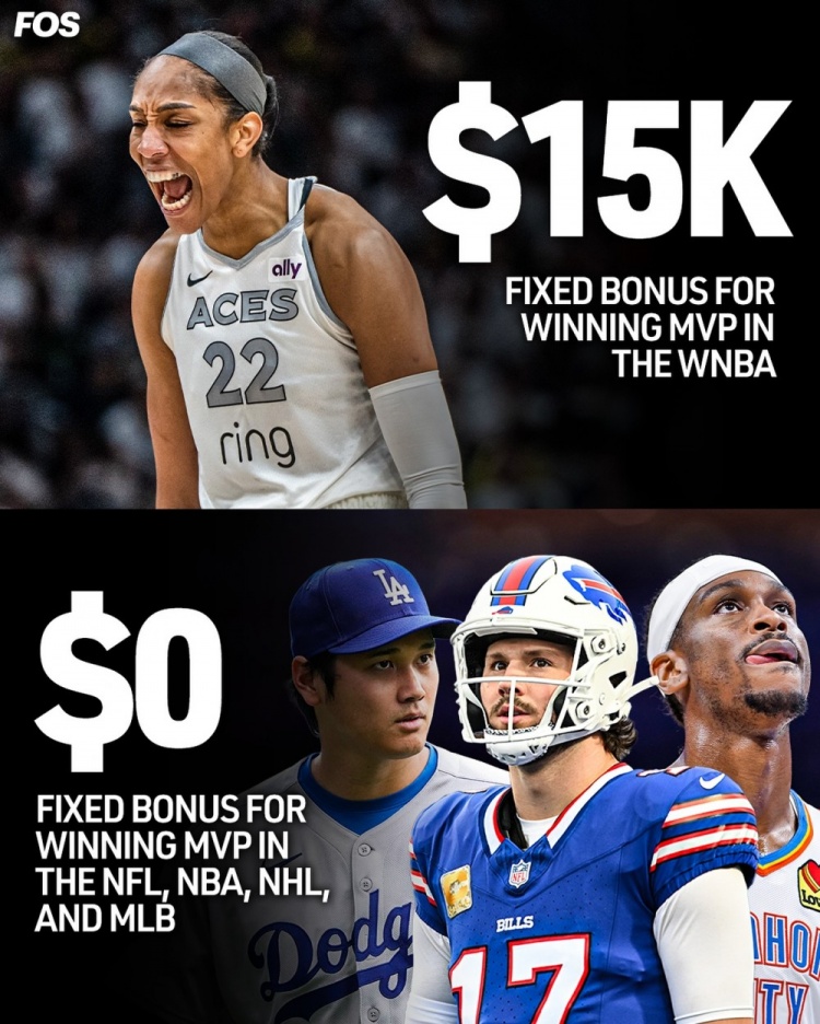 WNBA拿到MVP獎(jiǎng)金1.5萬美金！而北美四大聯(lián)盟都無聯(lián)盟獎(jiǎng)金