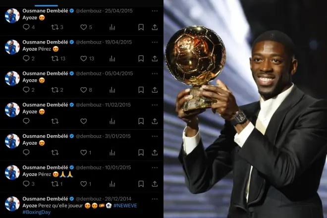 馬卡：眼光不錯！17歲時期的登貝萊曾是阿約澤-佩雷斯的小迷弟