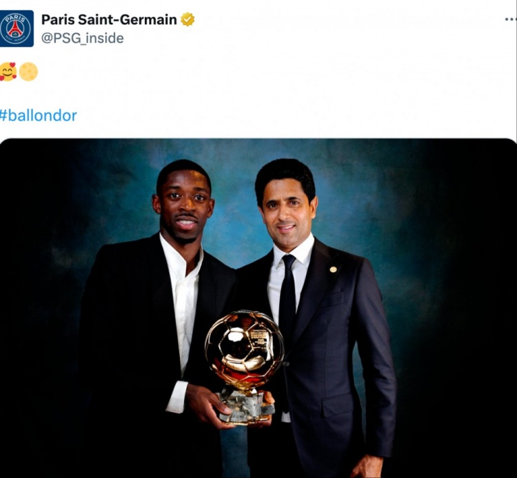 法媒：納賽爾應(yīng)登貝萊之邀參加了金球頒獎禮，而沒有隨隊(duì)去馬賽