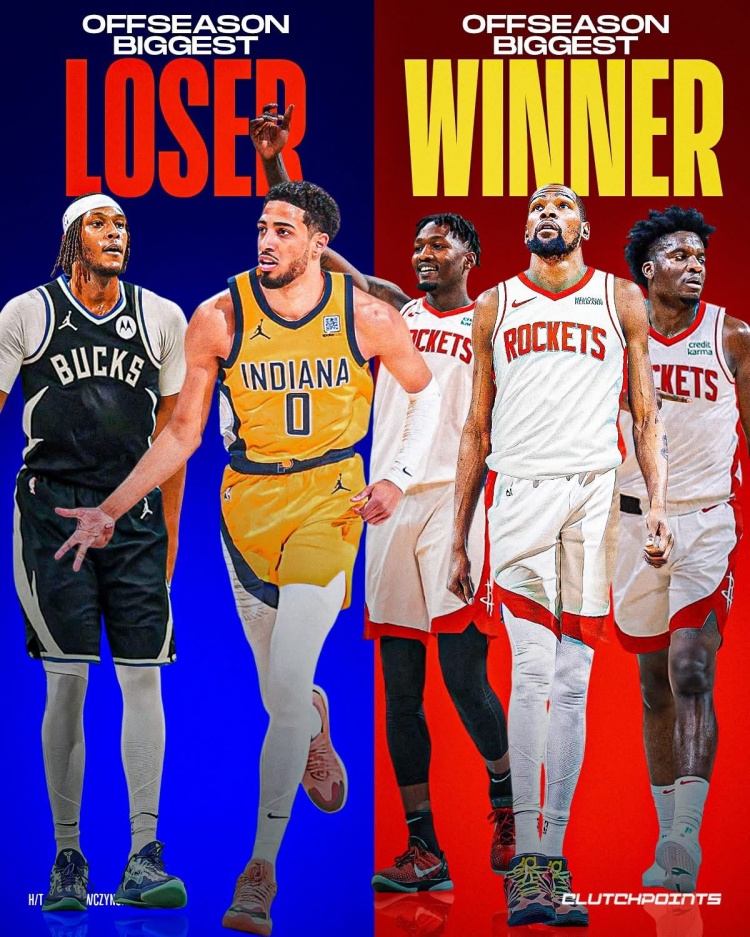 美媒：休賽期最大輸家是步行者 引進杜蘭特讓火箭成最大贏家