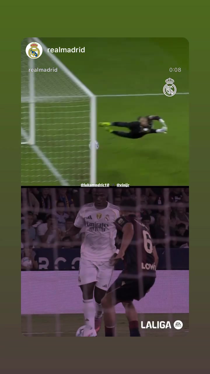 認(rèn)可！莫德里奇曬自己與維尼修斯外腳背射門對比視頻