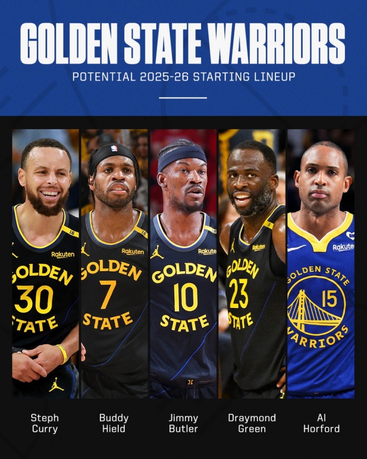 終于湊夠了！ESPN預(yù)測(cè)勇士首發(fā)：庫(kù)里 追夢(mèng) 巴特勒 希爾德 霍福德