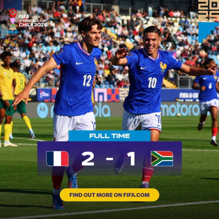 世青賽：法國U20以2-1勝南非U20取開門紅，貝爾蒙特、米沙爾破門