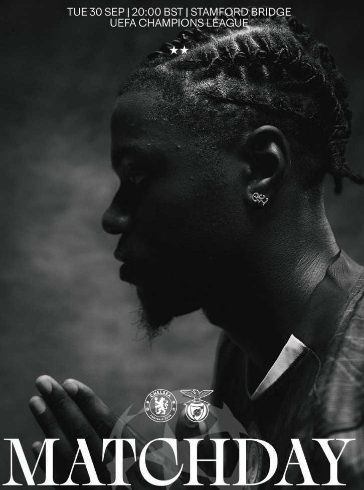 切爾西官方曬海報預熱歐冠對本菲卡，傷愈復出的拉維亞出鏡