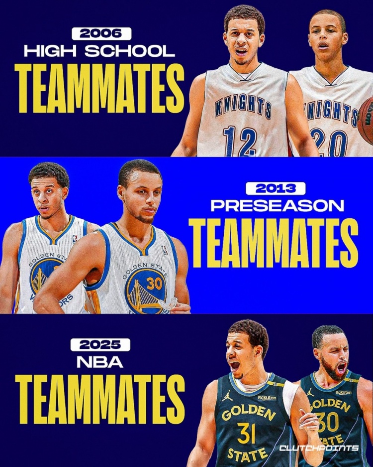 兄弟籃球！庫里和小庫里生涯第三次當(dāng)隊(duì)友 06年在高中時(shí)就是隊(duì)友