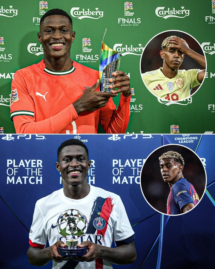 世一左？門(mén)德斯歐國(guó)聯(lián)歐冠對(duì)位亞馬爾，先后拿下全場(chǎng)最佳球員